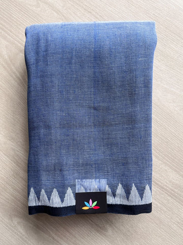 Temple Border Handloom Linen Saree - 35751