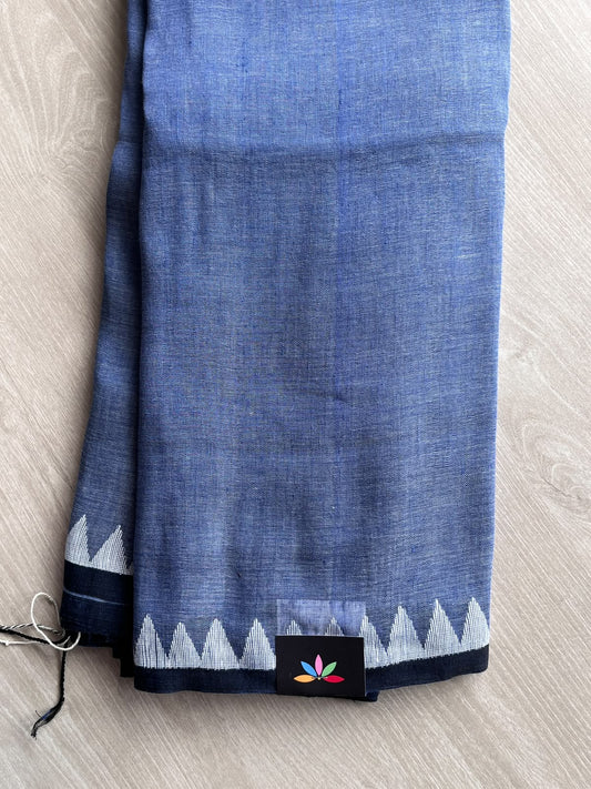 Temple Border Handloom Linen Saree - 35751