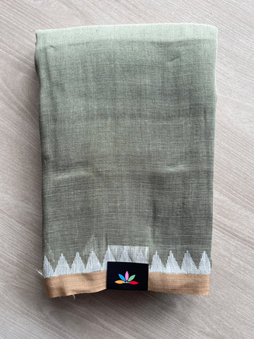 Temple Border Handloom Linen Saree - 35752