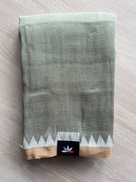 Temple Border Handloom Linen Saree - 35752