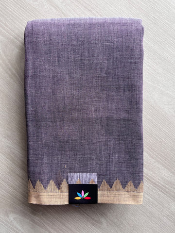 Temple Border Handloom Linen Saree - 35753
