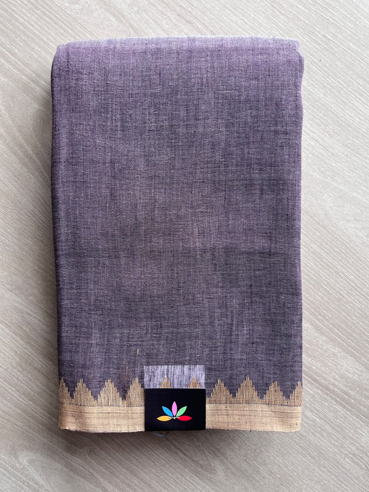 Temple Border Handloom Linen Saree - 35753