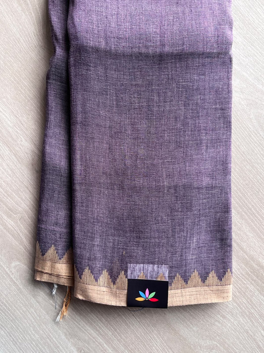 Temple Border Handloom Linen Saree - 35753