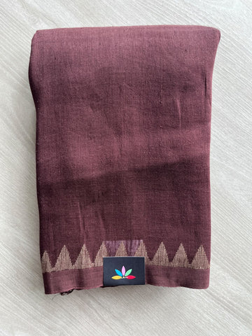 Temple Border Handloom Linen Saree - 35754