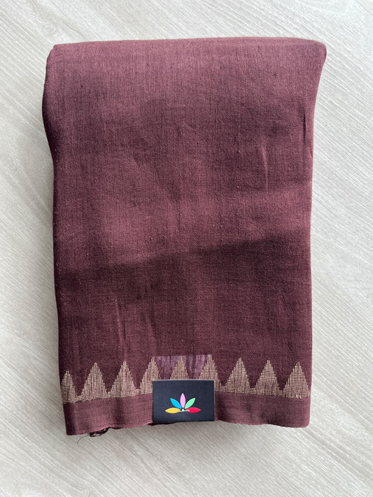 Temple Border Handloom Linen Saree - 35754