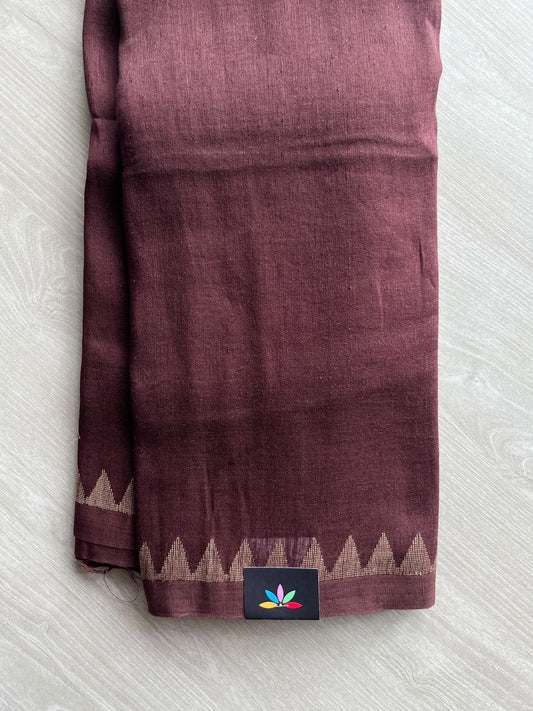 Temple Border Handloom Linen Saree - 35754