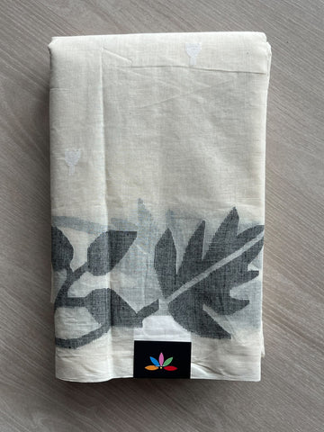 Handwoven Bengal Cotton Jamdani Saree (Without Blouse) - 35757