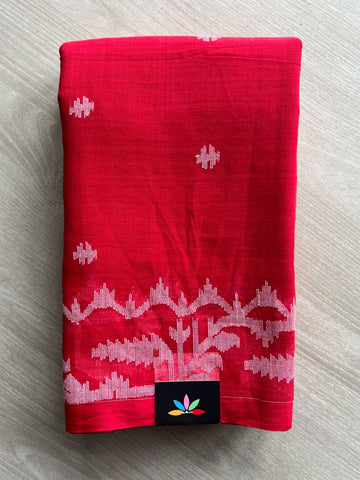 Handloom Bengal Soft Cotton Dhakai Jamdani Saree (Without Blouse) - 35759