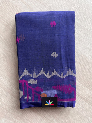 Handloom Bengal Soft Cotton Dhakai Jamdani Saree (Without Blouse) - 35764