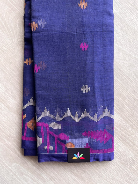 Handloom Bengal Soft Cotton Dhakai Jamdani Saree (Without Blouse) - 35764