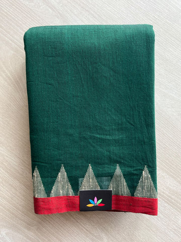 Temple Border Handloom Jamdani Cotton Saree - 35770