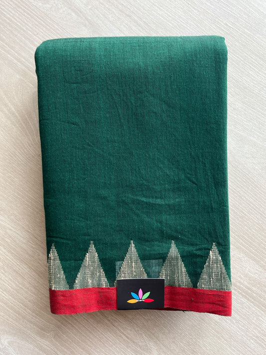 Temple Border Handloom Jamdani Cotton Saree - 35770