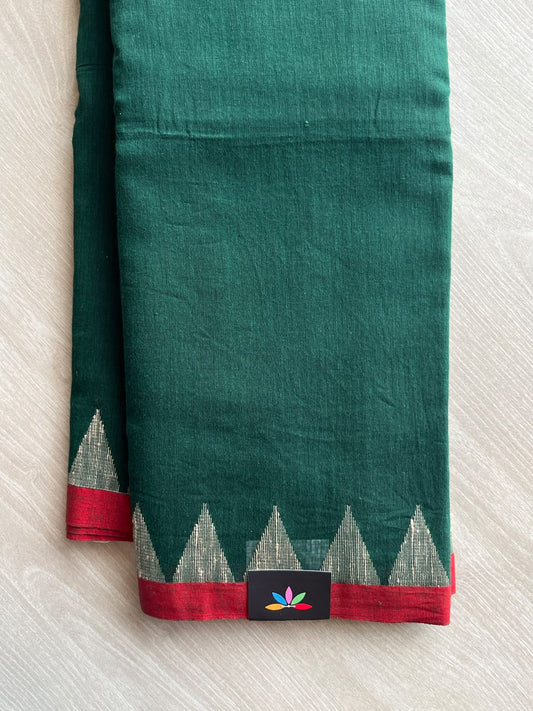 Temple Border Handloom Jamdani Cotton Saree - 35770