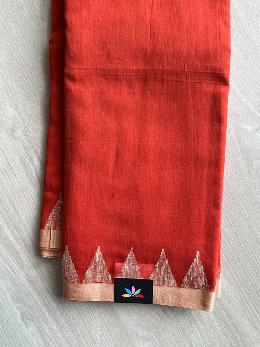 Temple Border Handloom Jamdani Cotton Saree - 35771