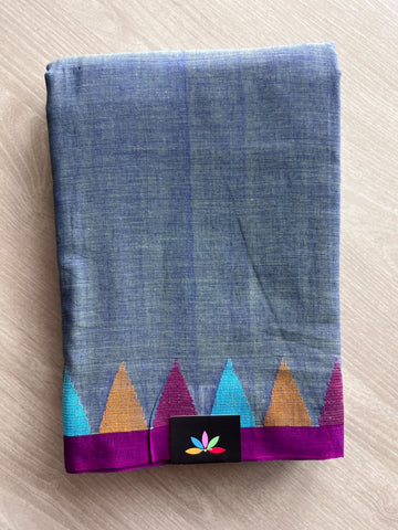 Temple Border Handloom Jamdani Cotton Saree - 35773