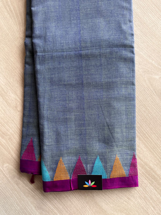 Temple Border Handloom Jamdani Cotton Saree - 35773