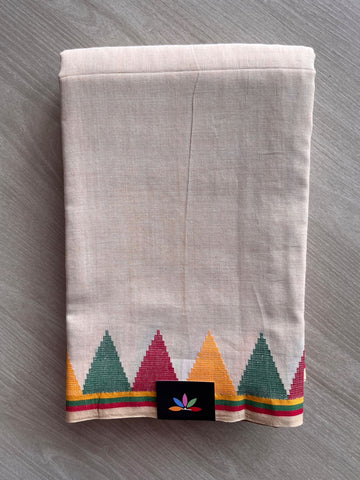 Temple Border Handloom Jamdani Cotton Saree - 35774