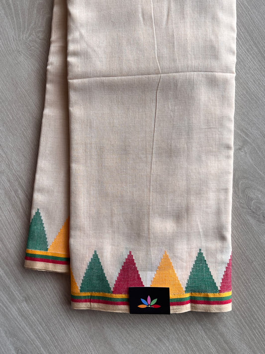Temple Border Handloom Jamdani Cotton Saree - 35774