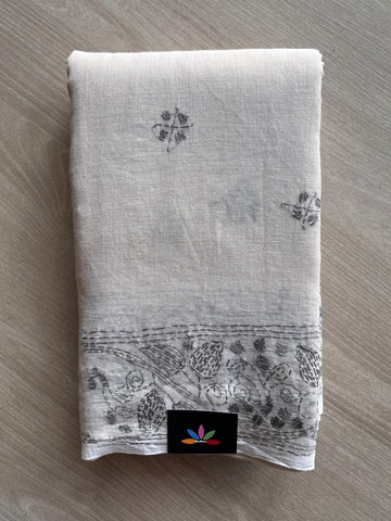 Kantha Stitched Mul Cotton Saree (Without blouse) - 35776