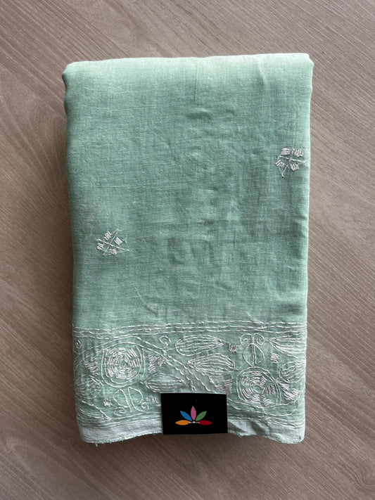 Kantha Stitched Mul Cotton Saree (Without blouse) - 35777