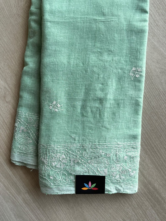Kantha Stitched Mul Cotton Saree (Without blouse) - 35777