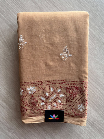 Kantha Stitched Mul Cotton Saree (Without blouse) - 35779