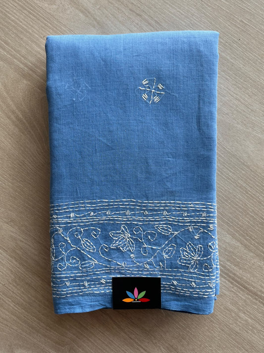 Kantha Stitched Mul Cotton Saree (Without blouse) - 35780