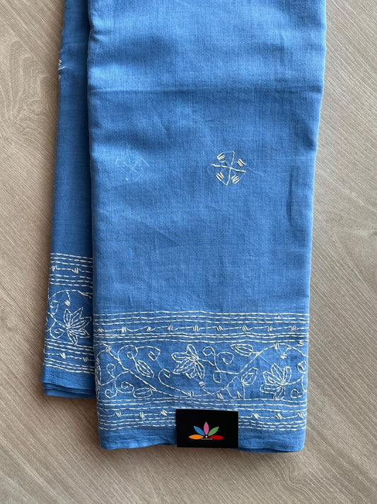 Kantha Stitched Mul Cotton Saree (Without blouse) - 35780