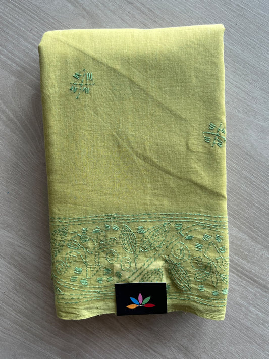 Kantha Stitched Mul Cotton Saree (Without blouse) - 35781