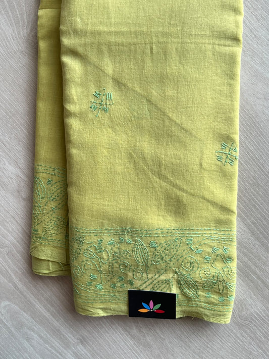 Kantha Stitched Mul Cotton Saree (Without blouse) - 35781