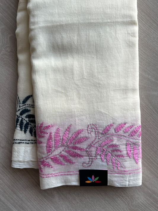 Kantha Stitch Soft Cotton Saree - 35791