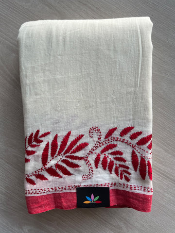 Kantha Stitch Soft Cotton Saree - 35793