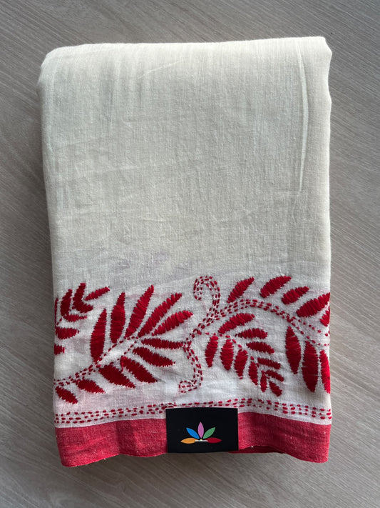 Kantha Stitch Soft Cotton Saree - 35793