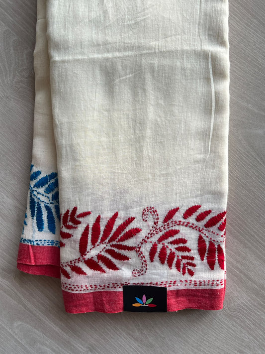 Kantha Stitch Soft Cotton Saree - 35793