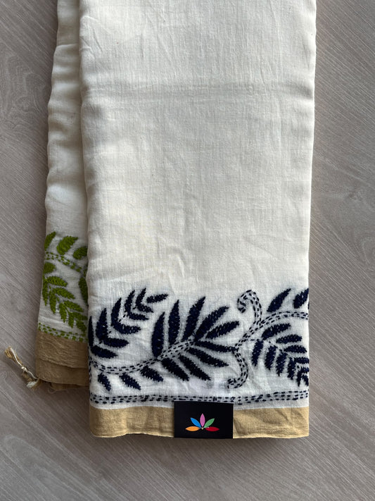 Kantha Stitch Soft Cotton Saree - 35794