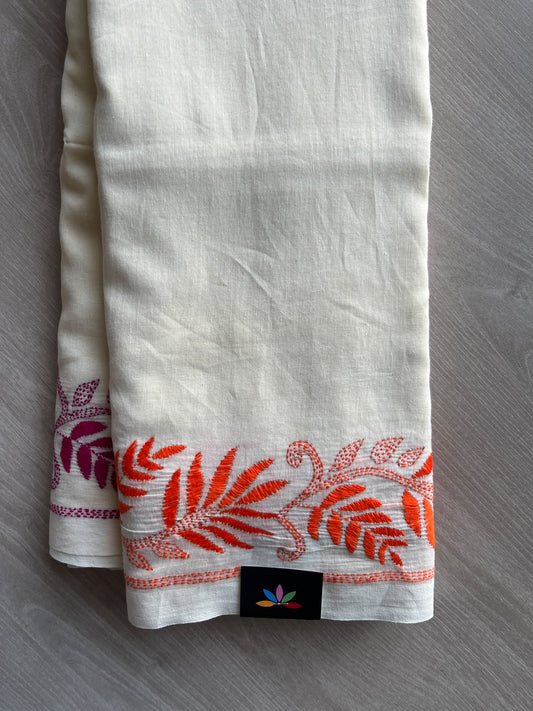 Kantha Stitch Soft Cotton Saree - 35795