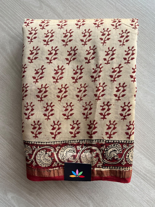 Handblock Printed Chanderi Cotton Silk Saree - 35956-35981