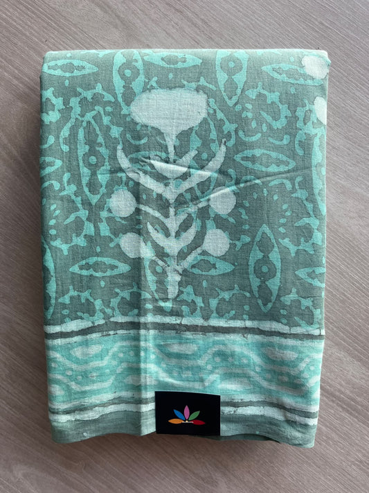Hand Block Printed Mul Cotton Saree - 35996