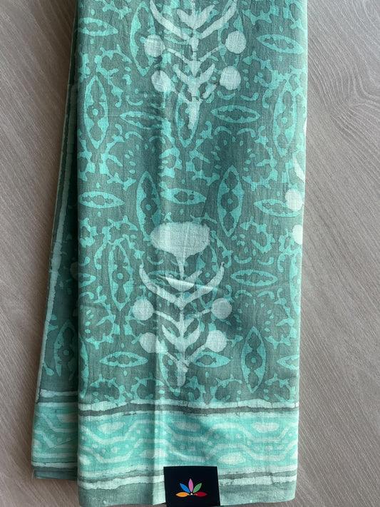 Hand Block Printed Mul Cotton Saree - 35996