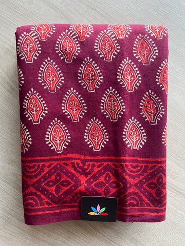 Hand Block Printed Mul Cotton Saree - 35999