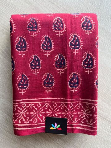Hand Block Printed Mul Cotton Saree - 36001