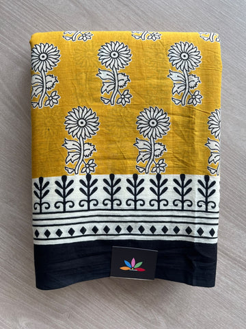 Hand Block Printed Mul Cotton Saree - 36007