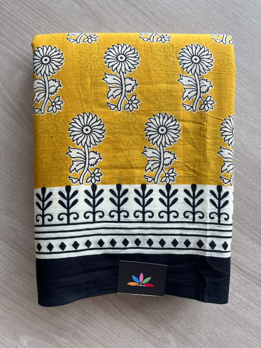 Hand Block Printed Mul Cotton Saree - 36007