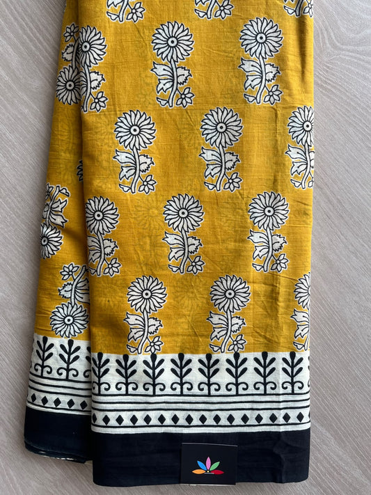 Hand Block Printed Mul Cotton Saree - 36007