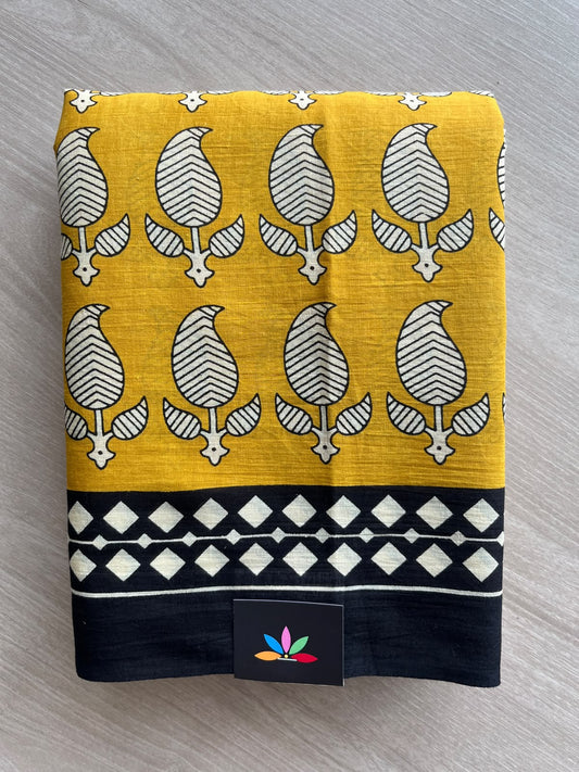 Hand Block Printed Mul Cotton Saree - 36011-36013