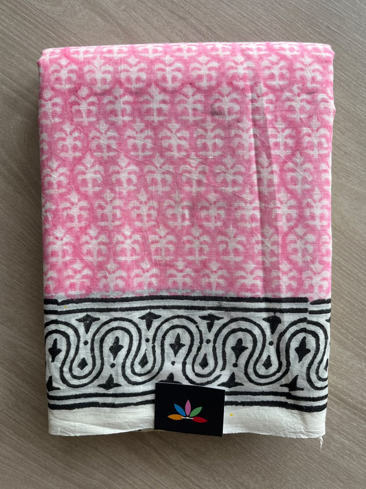 Hand Block Printed Mul Cotton Saree - 36014-36016