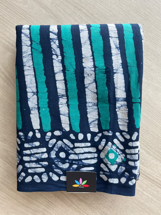 Hand Block Printed Mul Cotton Saree - 36023-36025
