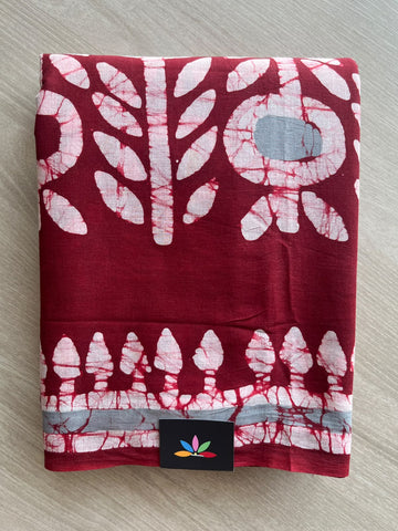 Hand Block Printed Mul Cotton Saree - 36026-36028