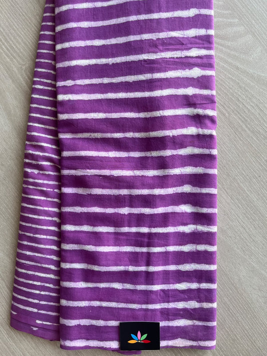 Hand Block Printed Mul Cotton Saree - 36031-36032