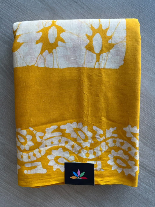 Hand Block Printed Mul Cotton Saree - 36033-36034
